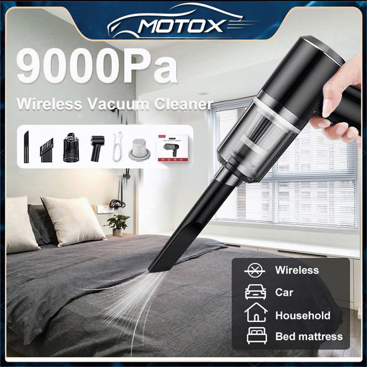 3-in-1 Car Vaccum Cleaner with Blower, USB Rechargeable, Black, Wireless Handheld Mini Design, Strong Suction, Washable HEPA Filter for Car, Home, Travel (Multi)