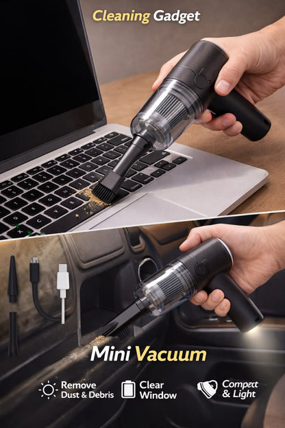 3-in-1 Car Vaccum Cleaner with Blower, USB Rechargeable, Black, Wireless Handheld Mini Design, Strong Suction, Washable HEPA Filter for Car, Home, Travel (Multi)