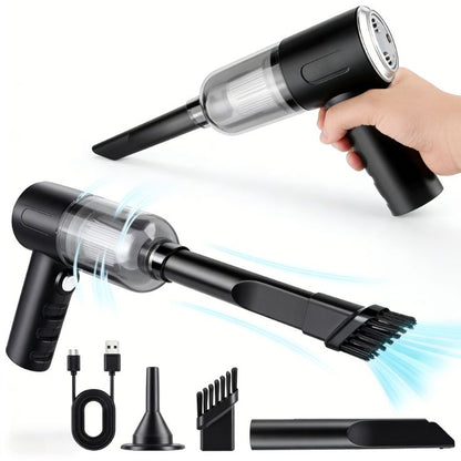 3-in-1 Car Vaccum Cleaner with Blower, USB Rechargeable, Black, Wireless Handheld Mini Design, Strong Suction, Washable HEPA Filter for Car, Home, Travel (Multi)