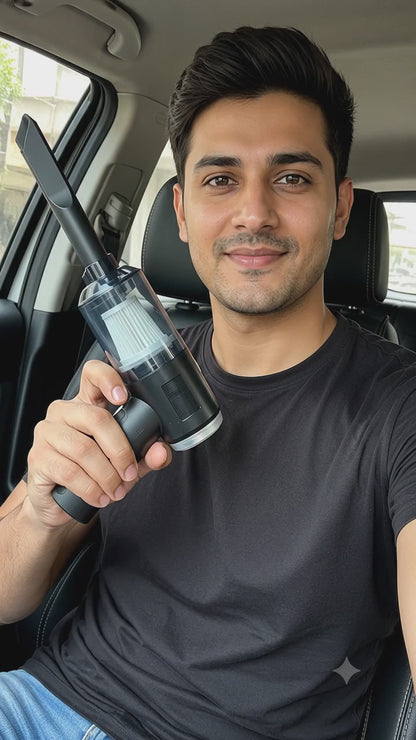 3-in-1 Car Vaccum Cleaner with Blower, USB Rechargeable, Black, Wireless Handheld Mini Design, Strong Suction, Washable HEPA Filter for Car, Home, Travel (Multi)